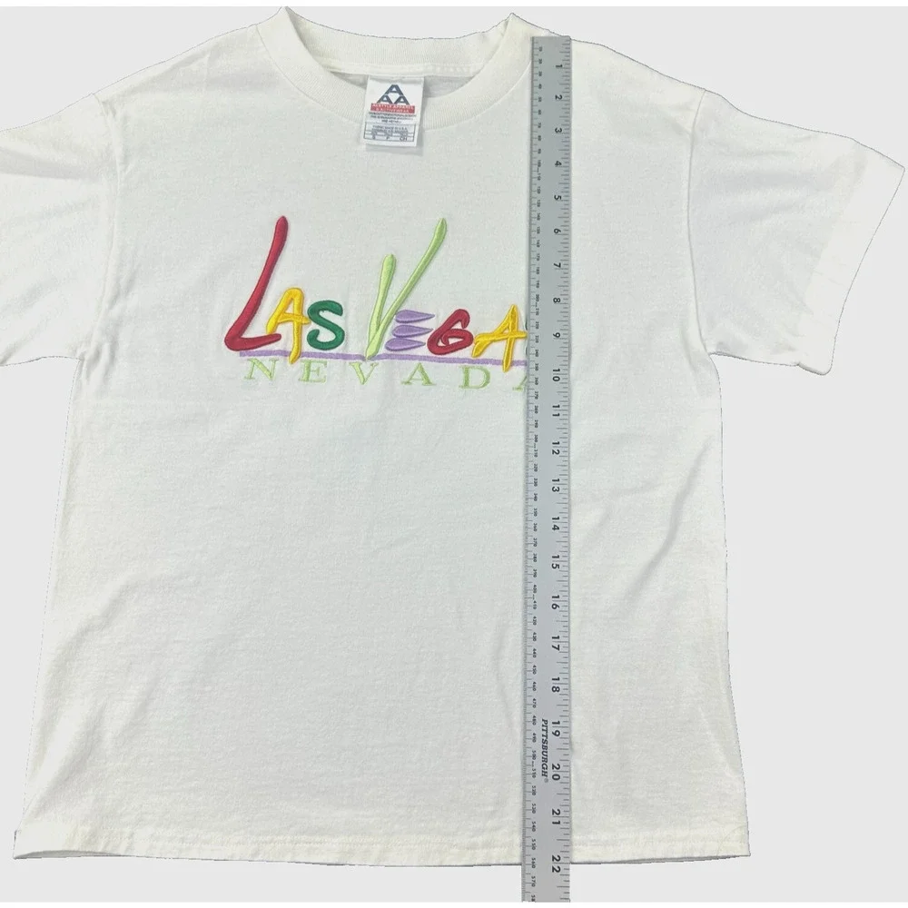 AAA Alstyle Adult Vtg T-Shirt Las Vegas Y2k Lifted Font Puff Tee‎ Shirt Nevada S